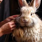 owner cleaning Angora Rabbit Ear Cleaning