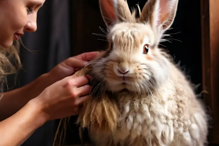 owner cleaning Angora Rabbit Ear Cleaning